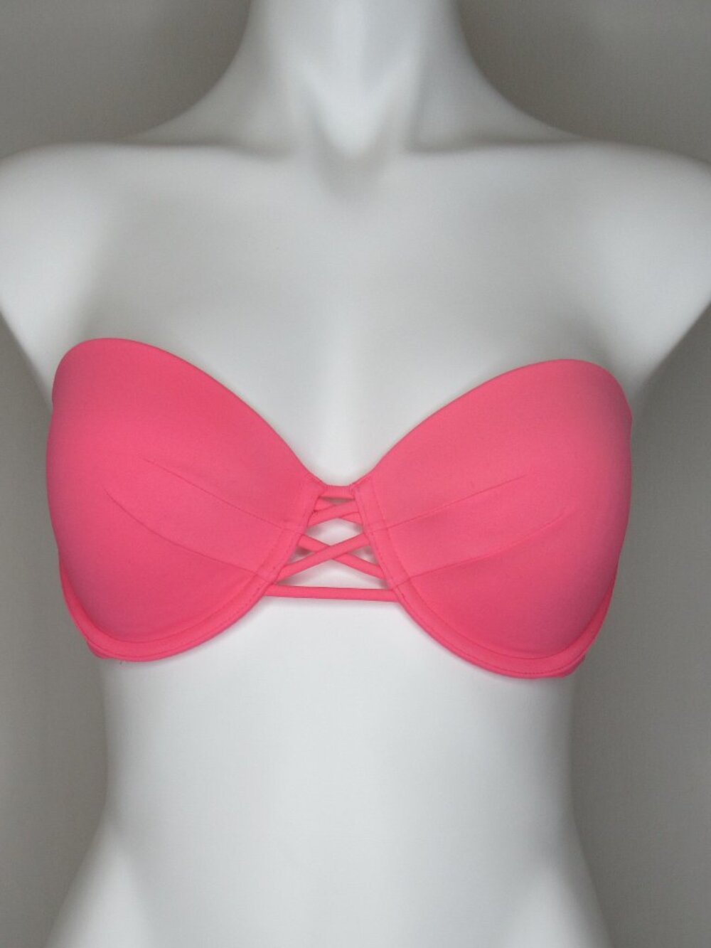 Victoria's Secret Strapless Bikini Top Molded Cup Pink 32DD Medium